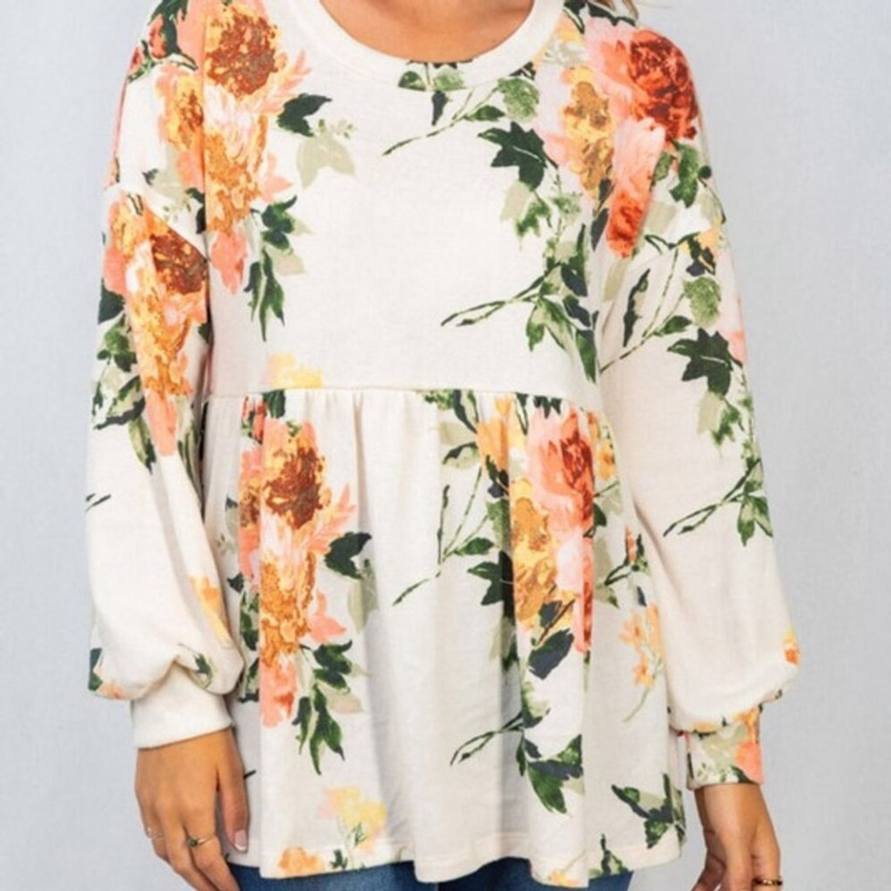 White Birch Women's Floral Peplum Top | Sz X-Large | NWOT - Picture 2 of 12